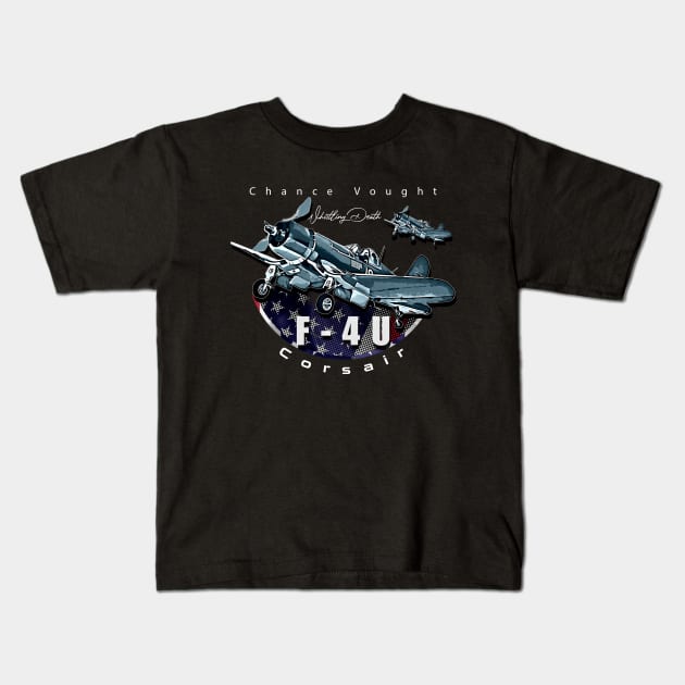 Chance Vought F4-U Vintage American Aircraft Kids T-Shirt by aeroloversclothing